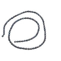Chaîne de perles de riz noires vertes paon de 3-4 mm, perles de riz noires, perles d'eau douce naturelles, Zhuji pour bijoux, en vrac