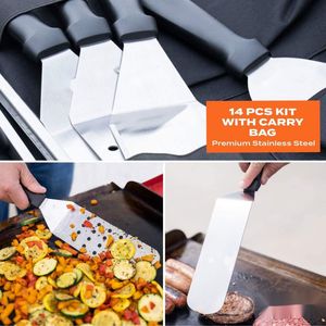 Juego de espátulas para parrilla plana con mango de plástico para accesorios de barbacoa - Product Image 3