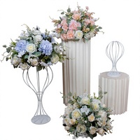 Décorations de scène pour bouquet de mariage, arrangements floraux pour allée, centres de table, bougeoirs, décorations géométriques sur pied