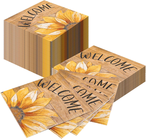 <span class=keywords><strong>WELLPAPER</strong></span> 60 Serviettes en Papier Jetables Colorées à 2 Plis, Motif Tournesol, 4 Pliages, 5 x 5 Pouces, pour Desserts et Boissons - Product Image 2