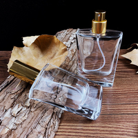 Nouveau modèle OMI 001 – Flacon de parfum de luxe en verre 100 ml, plat et unique, vide, en verre transparent, avec pompe pulvérisatrice pour parfum et diffuseur à bâtonnets