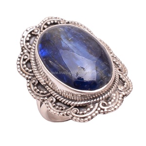 Venta al por mayor de joyería fina de Plata de Ley 925 anillo de cianita natural clásico para el banquete de boda fabricado fabricante de joyas Premium - Product Image 1