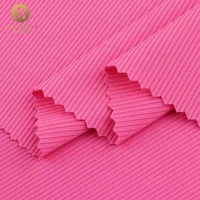 Tissu tricoté côtelé 2x2 doux et élastique, 95% polyester 5% élasthanne, 300g, teint uni, pour vêtements de filles