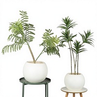 Pot de fleurs décoratif sphérique en imitation ciment épaissi de grande taille pour fleurs artificielles, décoration de salon