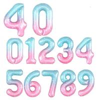 Ballon en Mylar géant de 40 pouces, chiffre arc-en-ciel effet gelée, dégradé ciel rêve, pour décoration de fête d'anniversaire