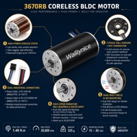 Moteur CC sans balais sans noyau Waillynice 3670RB 36mm 12V-36V 180W pour châssis AGV, chariot de golf, robot, perceuse médicale