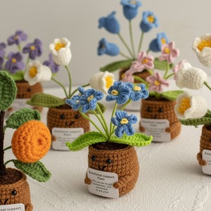 Cross-border New Style Handmade Crochet Plant Pots Creative Knitted Mini Cute Emotional <strong>Support</strong> Plant Home Decor <strong>Flowers</strong> - Product Image 2