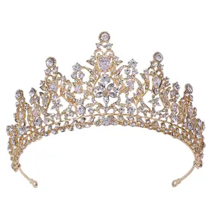 Atacado yiwu tiara da dama de honra coroa de peças de casamento tiara para cerimônia de noivado