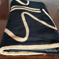 Luxury Heavy Weight Thick 100%Cotton Jacquard Bath Hotel Towels Custom Logo Dyed Yarn Jacquard Black Woven Beach Towel
