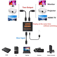 Adaptateur séparateur HD-MI 1x2 Convertisseur HDTV 1 entrée 2 sorties Hub vidéo audio 4K HD pour Xbox PS4 DVD TV Moniteur Écran Ordinateur portable