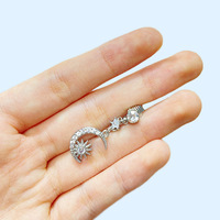 Bijoux de piercing mode en acier inoxydable Boucles d'oreilles en forme d'os avec zircon, planète, lune, cœur, amour, piercing