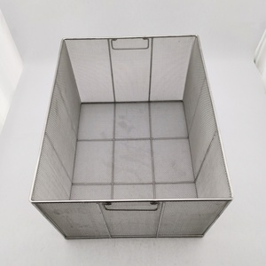 Phong cách công nghiệp Thời Trang OEM thép không gỉ Dây Kim Loại lưu trữ làm sạch giỏ xử lý màu bạc tùy chỉnh kích thước - Product Image 3