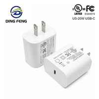 Cargador Tipo-C PD de 20W con Certificación UL/FCC, Enchufe Estadounidense, Adaptador de Carga Rápida GaN Compatible con iPhones, Suministro Directo del Fabricante