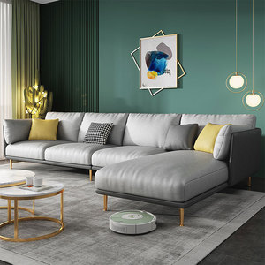 Wash Free Tech Fabric <b>Sofa</b> Modern Simple Latex Corner Chaise Nordic Fabric <b>Sofa</b> Set For <b>Small</b> Living Room - Product Image 4