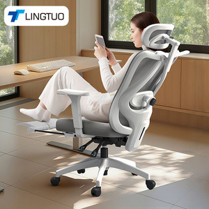 LingTuo Ergonomic Mesh Office <b>Chair</b> Reclining Swivel With Headrest And Footrest For Home <b>Study</b> Work Use - Product Image 1