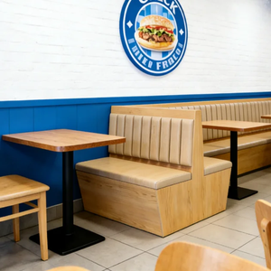 Modern Wooden <b>Restaurant</b> Booth <b>Set</b> With Table And Chairs Durable Commercial Furniture For Dining Areas - Product Image 1