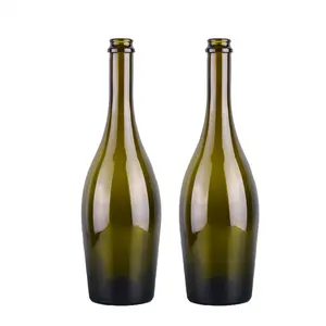 Vazio Antigo Vinho Verde Embalagem 750ml Grande Champanhe Em Forma De Bolha De Vidro Transparente Garrafas De Vinho Espumante Personalizado