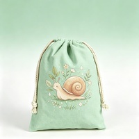 Pochette en toile personnalisée écologique à motif de dessin animé, avec cordon de serrage et poignée, logo imprimé à l'écran, robuste et réutilisable, vente en gros