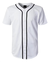 Jersey sublimasi uniseks poliester desain khusus pria, Jersey bisbol putih kosong berkancing bawah