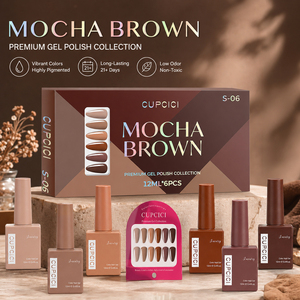 BIN - Juego de 6 Esmaltes de Uñas en Gel UV <span class=keywords><strong>Color</strong></span> Mocha Marrón, de Larga Duración y Alta Pigmentación, para Decoración de Uñas - Product Image 1