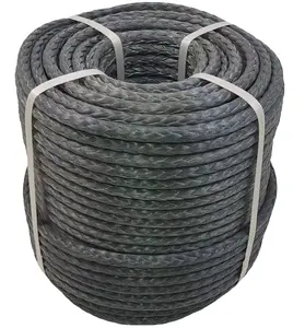 Высокопрочная 12 нитей UHMWPE плетеная веревка UHMWPE веревка 8 мм черный