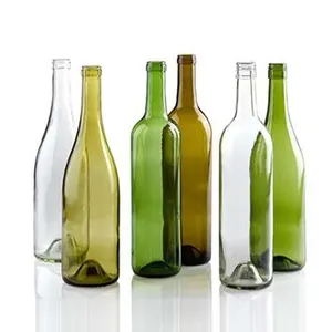 Garrafa de vinho e álcool de 500ml 750ml, garrafa de licor de vidro vazia verde escuro para fabricantes de luxo champanhe e vinho