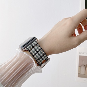 สายรัดข้อมือไนล่อนลายสก๊อตสำหรับ <span class=keywords><strong>Apple</strong></span> <span class=keywords><strong>Watch</strong></span>,สายนาฬิกาข้อมือขนาด44Mm 40MM 42Mm 38Mm IWatch Series 7 6 5 4 3 2 1 - Product Image 3