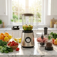 Blender portable en acier inoxydable 3 vitesses 800W avec vitesse variable, mixeur anti-fuite pour jus et smoothies, pour usage domestique