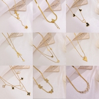 9 Styles de Colliers Papillon Cœur Inoxydables, Élégants, avec Diamants Géométriques, Chaîne de Clavicule Tendance en Acier Inoxydable