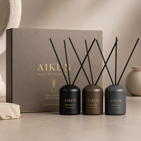 Coffret Cadeau Diffuseur à Bâtonnets AIKUN Marque Privée avec Logo Personnalisé, Huiles Aromatiques et Bâtonnets en Rotin pour Parfum d'Ambiance