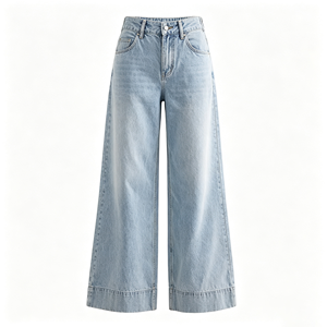 <span class=keywords><strong>Jeans</strong></span> a <span class=keywords><strong>Vita</strong></span> Alta e Gamba Larga per <span class=keywords><strong>Donna</strong></span>, Pantaloni <span class=keywords><strong>in</strong></span> Denim Elasticizzati Stile Boho, Produzione all'Ingrosso - Product Image 3
