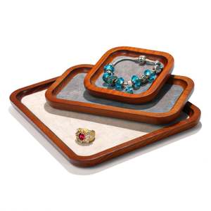 Wooden <b>Jewelry</b> Display <b>Tray</b> Ring Earring Necklace Beige Custom Logo - Product Image 3