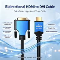 Cable de Video HDMI DVI Bidireccional Chapado en Oro, Cable de Conexión DVI HDMI de Dos Vías para PC, Laptop, Monitor HD