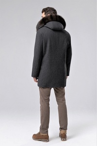 Vêtements d'extérieur à manches longues pour hommes <span class=keywords><strong>Manteau</strong></span> en <span class=keywords><strong>laine</strong></span> et fourrure de zibeline avec poches à capuche détachables <span class=keywords><strong>Manteau</strong></span> en fourrure de zibeline - Product Image 3