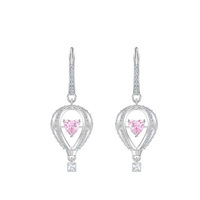Boucles d'oreilles Cœur battant en forme de montgolfière, en cristal, pour femme, style confession