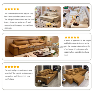 Lit de salon moderne en cuir et bois avec fonction extensible trois places - Product Image 4