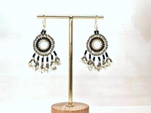 Boucles d'oreilles pendantes circulaires ajourées à pampilles, design tendance et avant-gardiste, perles de riz Miyuki colorées tissées à la main, style personnalisé - Product Image 6