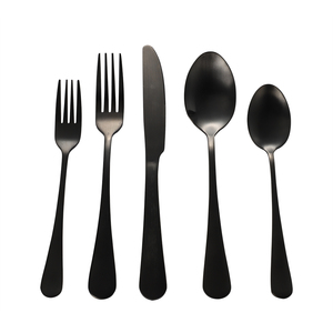 Nhà máy trực tiếp thép không gỉ đen Matt <span class=keywords><strong>Flatware</strong></span> thiết lập dao kéo Matte đen bạc Set - Product Image 1