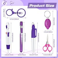 Lot de 6 stylos infirmiers très demandés : marqueur permanent en plastique, stylo à bille rétractable lumineux, ciseaux pliables et carte de soins