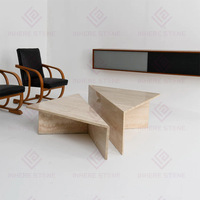 La plus nouvelle table basse de nidification de travertin de forme de triangle de pierre naturelle de marbre de conception créative minimaliste moderne