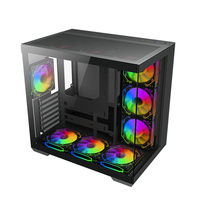 Boîtier de jeu ATX JNP-C708 Panorama Sea View en alliage d'aluminium, tour moyenne, panneau frontal en verre trempé double face pour PC Cube