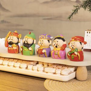 Adorno de resina de los cinco dioses de la riqueza, escultura redonda, decoración artística para el hogar y la oficina, regalo para el Festival de Primavera - Product Image 4