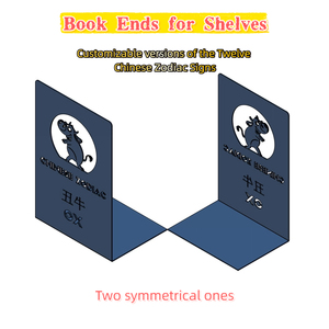 Les Chevalets <span class=keywords><strong>de</strong></span> Livres en Métal en Forme <span class=keywords><strong>de</strong></span> <span class=keywords><strong>L</strong></span>, Motif Bœuf du Zodiaque Chinois, Épaisseur 1,2 mm, Décoration Artistique pour Bureau et Étagère - Product Image 6