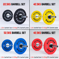 Set Barbel Kompetisi Karet CPU 1.3M 10KG 15Kg Standar Profesional Wanita dengan Pelat Berat
