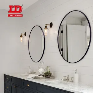공장 공급 소박한 벽 평면 거울 액자 나무 벽걸이 형 욕실 홈 장식 거울
