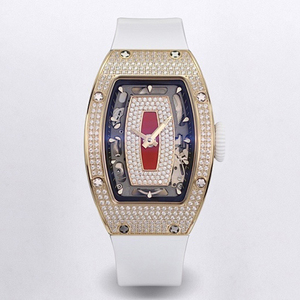 Montre Premium Couture Barrel avec accent en onyx rouge et diamants, réserve de marche de 50 heures, idéale pour les déjeuners d'affaires et les soirées VIP - Product Image 1