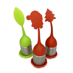 Kerstpromo Cadeau Roestvrijstalen Thee-Infuser Zeef Met Siliconen Handvat Keukenaccessoires Metaal Materiaal - Product Image 4