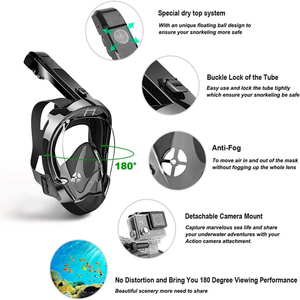 Kit de Esnórquel con Máscara de Buceo de Cara Completa Antivaho y Antifugas con Tubo Plegable Equipo de Natación para Adultos - Product Image 2