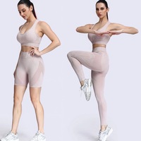Tenues de Yoga à motifs pour femmes, short d'exercice taille haute, pantalon de Yoga, soutien-gorge de sport, ensemble de vêtements d'entraînement de gymnastique 3 pièces