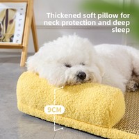 Tapis rafraîchissant double face pour animaux de compagnie avec coussin de soutien pour le cou en coton PP, coussin de couchage d'été pour chats et chiens, lavable en intérieur